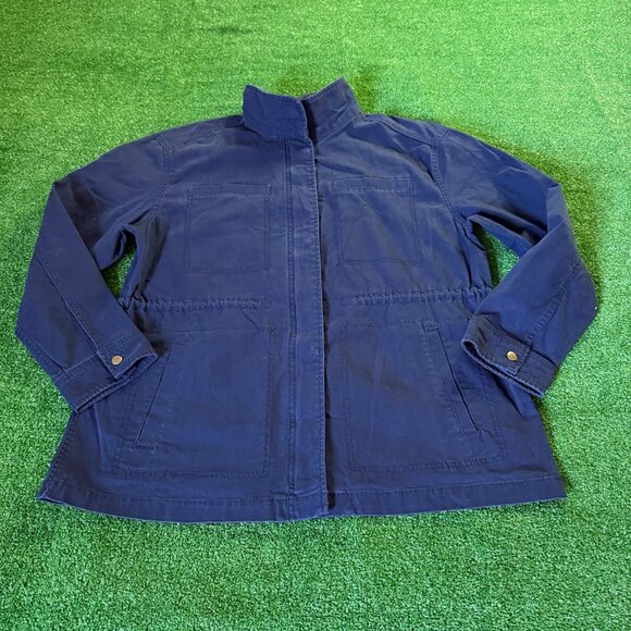 Old Navy Women’s Twill Utility Field Pockets Jacket Navy Blue Size L Cinch Waist - Picture 1 of 14